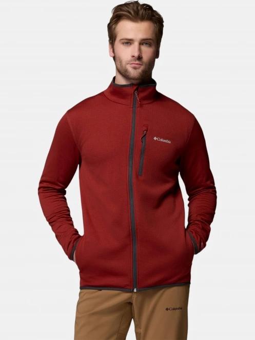 Columbia Essential Hike Grid Fleece Full Zip férfi polár pulóver piros színben 2