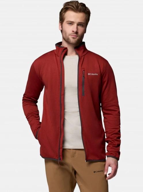 Columbia Essential Hike Grid Fleece Full Zip férfi polár pulóver piros színben 6