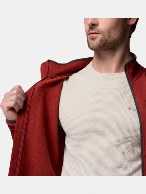 Columbia Essential Hike Grid Fleece Full Zip férfi polár pulóver piros színben 7