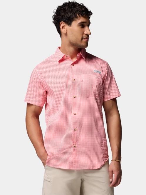 Columbia Harbor Peak Short Sleeve Shirt férfi rövid ujjú ing rózsaszín színben 2