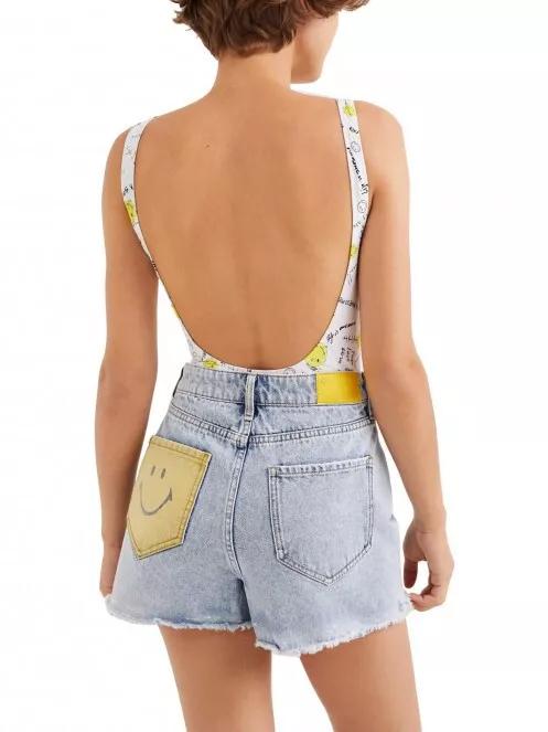 Desigual Denim Cat Smile női farmer rövidnadrág világoskék színben 3