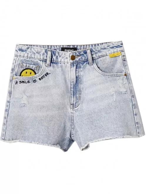Desigual Denim Cat Smile női farmer rövidnadrág világoskék színben 6