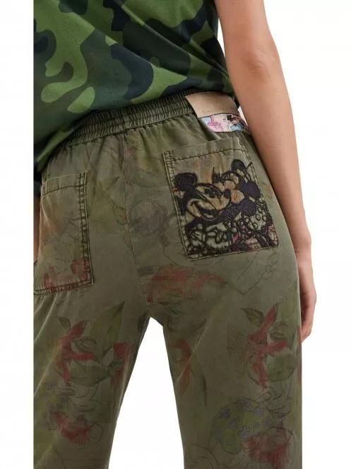 Desigual Pant Mickey Camo Flowers női utcai nadrág oliva színben 5