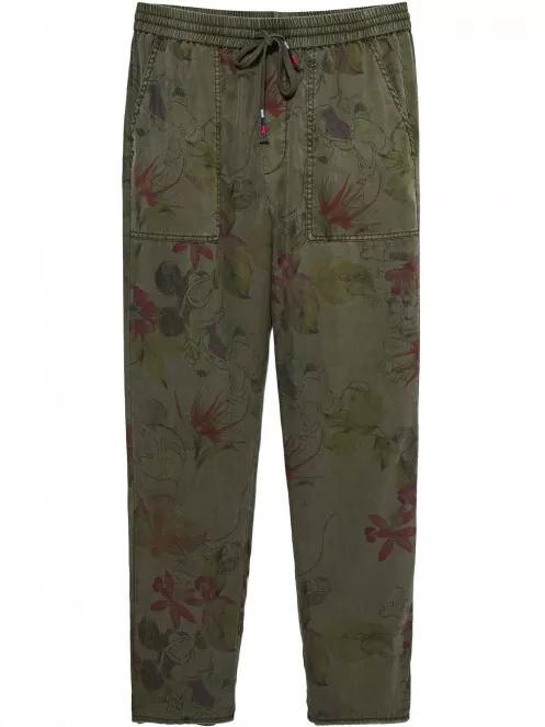 Desigual Pant Mickey Camo Flowers női utcai nadrág oliva színben 6