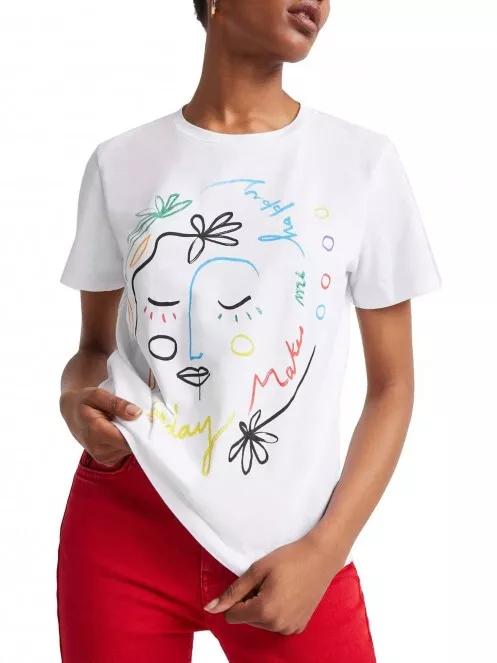 Desigual Ts Faces női rövid ujjú póló fehér színben 2