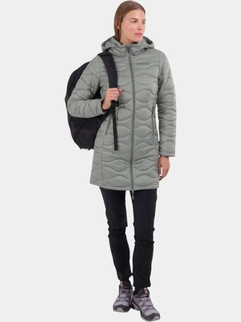 Fundango Nordwave Long Jacket női steppelt átmeneti kabát zöld színben 2