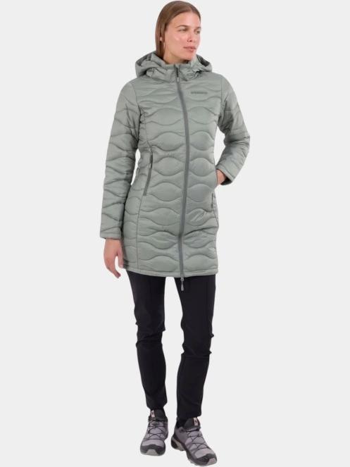 Fundango Nordwave Long Jacket női steppelt átmeneti kabát zöld színben 4
