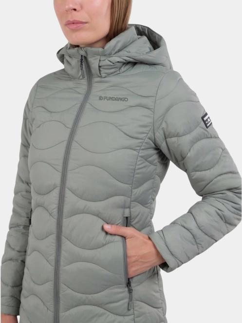 Fundango Nordwave Long Jacket női steppelt átmeneti kabát zöld színben 5