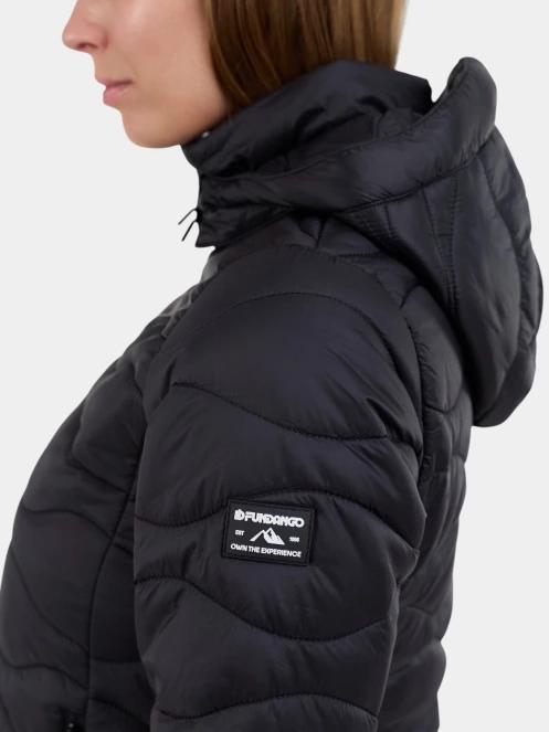 Fundango Nordwave Long Jacket női steppelt átmeneti kabát fekete színben 6