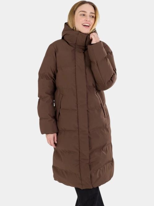 Fundango Cosycoat Long Padded Jacket női steppelt télikabát barna színben 2