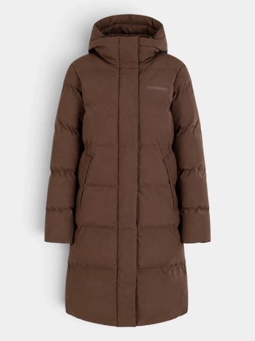 Fundango Cosycoat Long Padded Jacket női steppelt télikabát barna színben 10