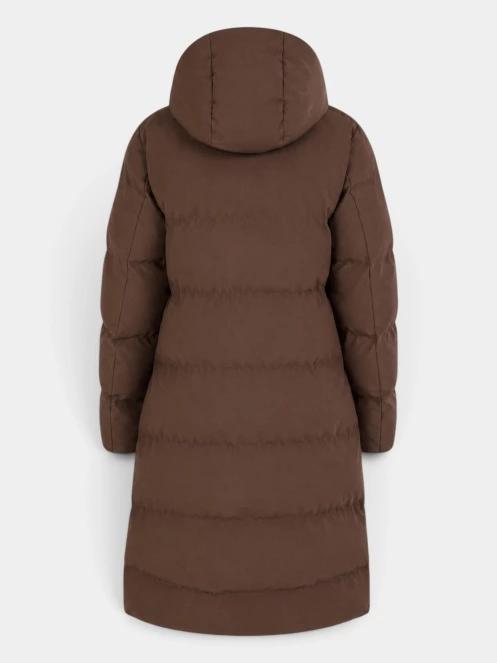 Fundango Cosycoat Long Padded Jacket női steppelt télikabát barna színben 11