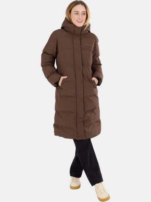 Fundango Cosycoat Long Padded Jacket női steppelt télikabát barna színben 4