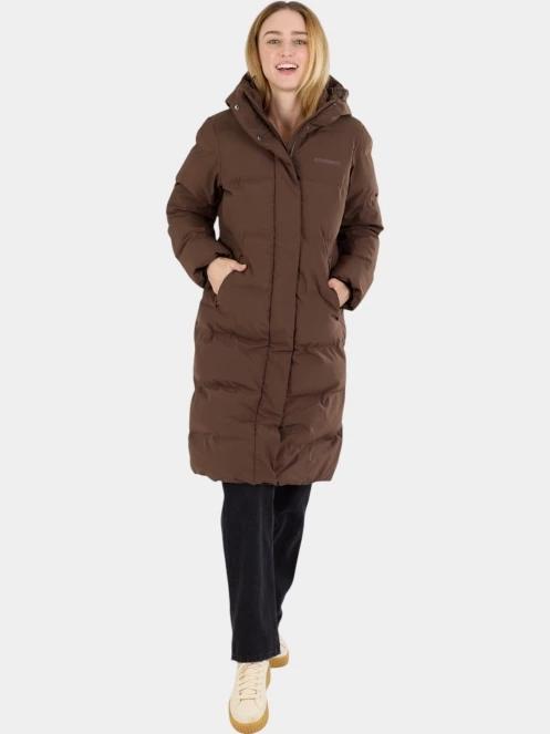 Fundango Cosycoat Long Padded Jacket női steppelt télikabát barna színben 5