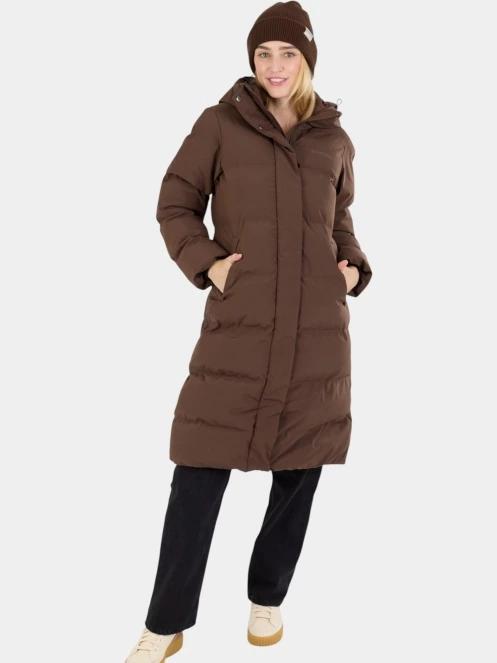Fundango Cosycoat Long Padded Jacket női steppelt télikabát barna színben 6