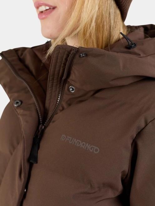 Fundango Cosycoat Long Padded Jacket női steppelt télikabát barna színben 7