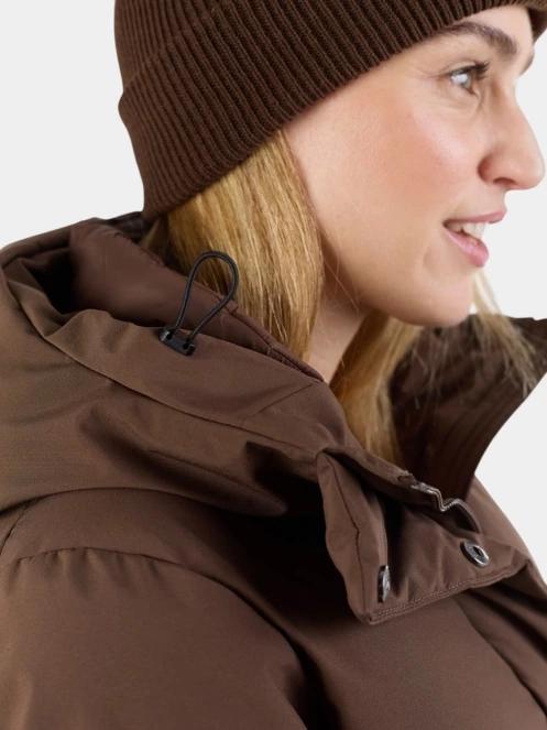 Fundango Cosycoat Long Padded Jacket női steppelt télikabát barna színben 8