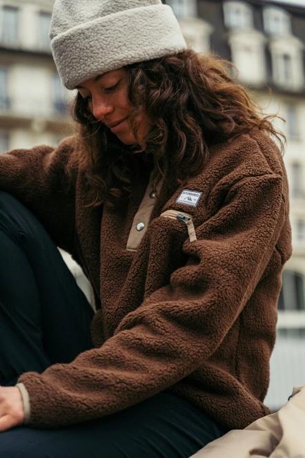 Fundango Pacha Fleece Jacket női polár pulóver barna színben 7