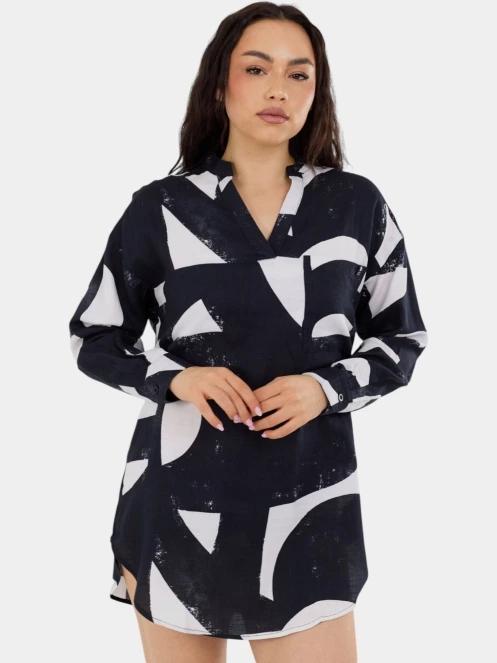 Fundango Athene Cover-up női hosszú ujjú ing fekete színben 2