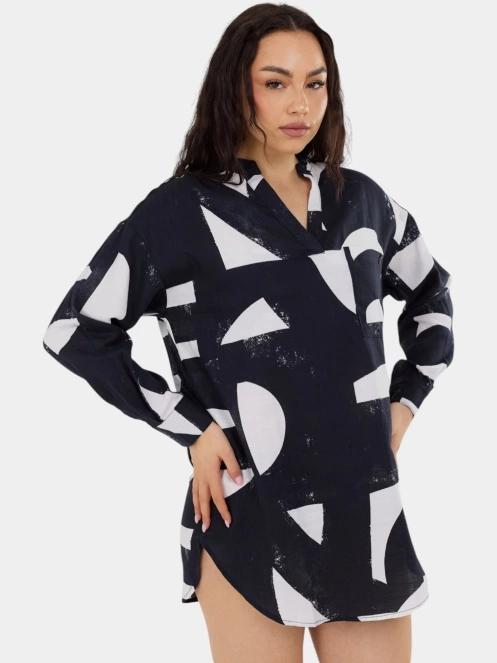 Fundango Athene Cover-up női hosszú ujjú ing fekete színben 6