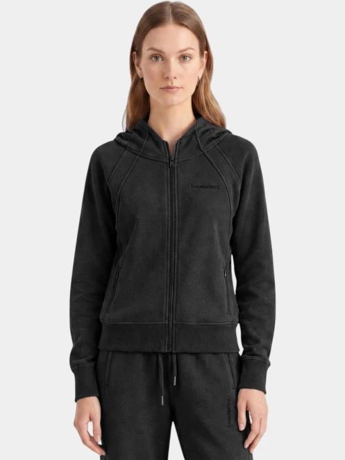 Fundango Coreline Full-Zip Sweater női kapucnis pulóver fekete színben 2