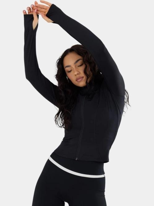 Fundango Flop Zip Up Top női hosszú ujjú sport póló fekete színben 5