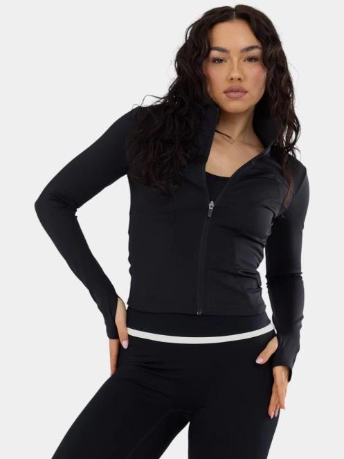 Fundango Flop Zip Up Top női hosszú ujjú sport póló fekete színben 6