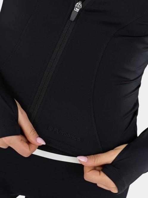 Fundango Flop Zip Up Top női hosszú ujjú sport póló fekete színben 8