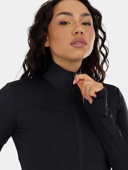 Fundango Flop Zip Up Top női hosszú ujjú sport póló fekete színben 9