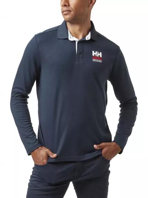 Helly Hansen Skagen Quickdry Rugger férfi hosszú ujjú galléros póló sötétkék színben 2