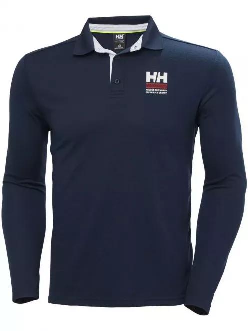 Helly Hansen Skagen Quickdry Rugger férfi hosszú ujjú galléros póló sötétkék színben 4