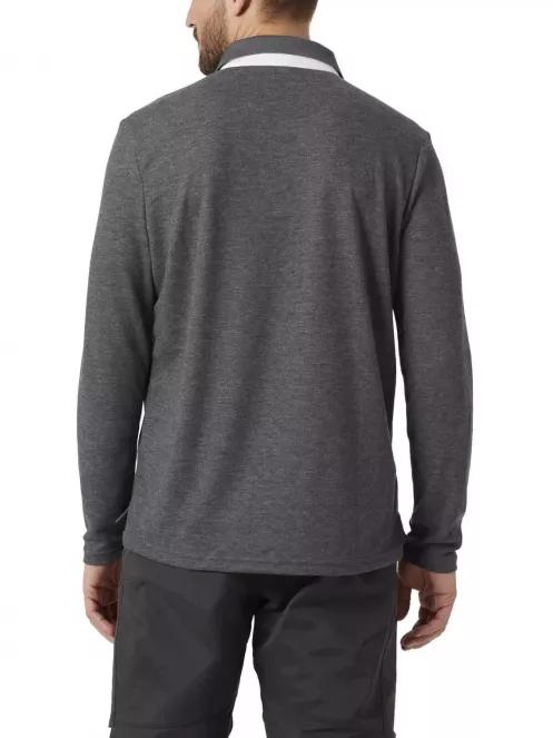 Helly Hansen Skagen Quickdry Rugger férfi hosszú ujjú galléros póló szürke színben 3