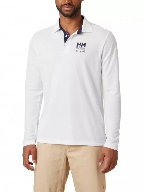 Helly Hansen Skagerrak Quickdry Rugger férfi hosszú ujjú galléros póló fehér színben 2