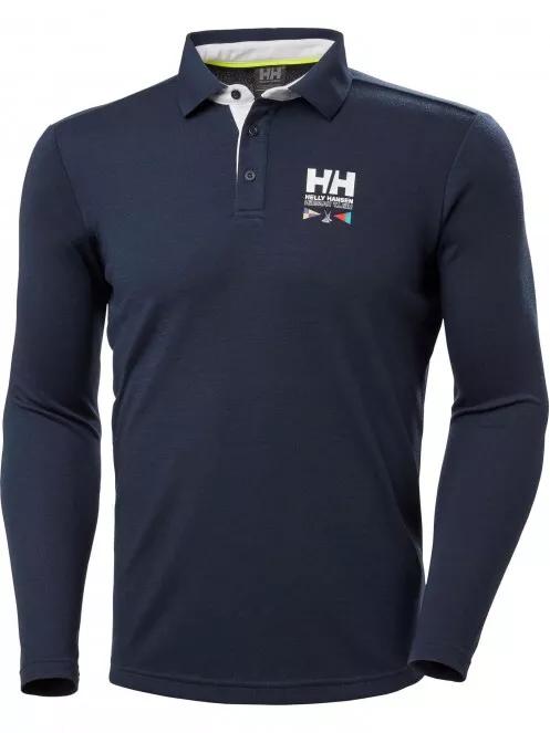 Helly Hansen Skagerrak Quickdry Rugger férfi hosszú ujjú galléros póló sötétkék színben 2
