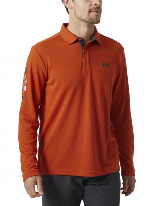 Helly Hansen Skagerrak Quickdry Rugger férfi galléros póló narancssárga színben 2