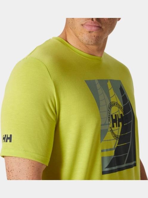 Helly Hansen Hp Race Graphic T-Shirt férfi rövid ujjú sport póló zöld színben 4