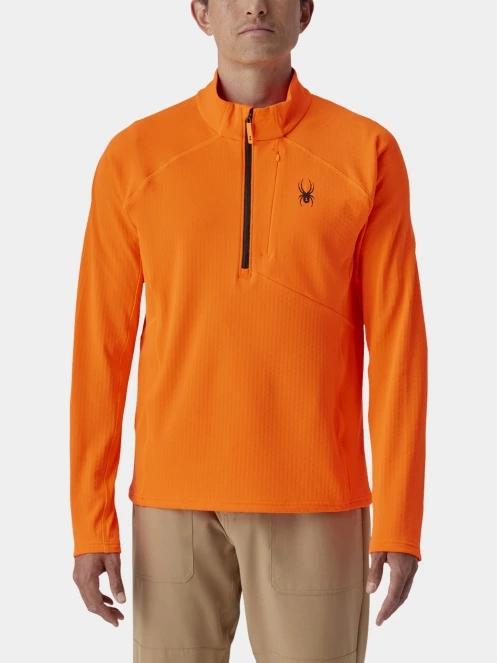 Spyder Gridweb Fleece 1/2 Zip férfi polár pulóver narancssárga színben 2