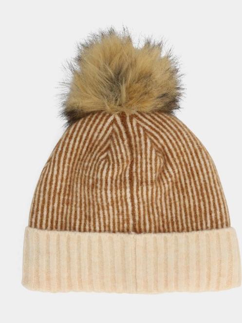 Spyder Plait Pom Hat bojtos sapka homok színben 3