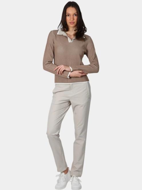 Luhta Luhta Inkarila női hosszú ujjú galléros póló barna színben 5