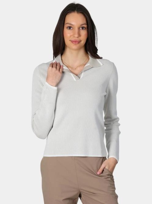 Luhta Luhta Inkarila női hosszú ujjú galléros póló fehér színben 2