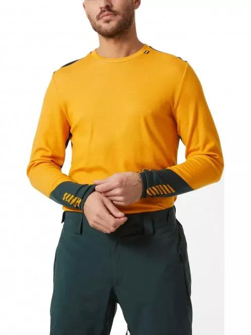 Helly Hansen Lifa Merino Midweight Crew férfi hosszú ujjú sport póló sárga színben 2