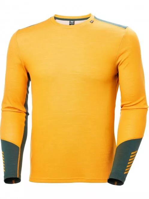 Helly Hansen Lifa Merino Midweight Crew férfi hosszú ujjú sport póló sárga színben 4