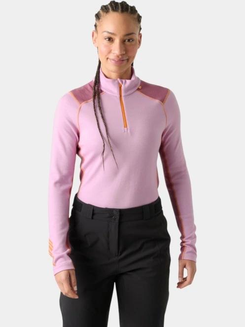 Helly Hansen W Lifa Merino Midw 1/2 Zip női aláöltöző felső rózsaszín színben 2