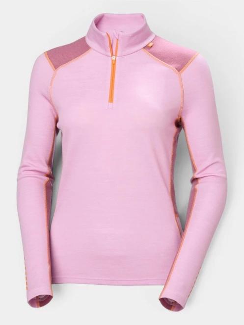 Helly Hansen W Lifa Merino Midw 1/2 Zip női aláöltöző felső rózsaszín színben 6