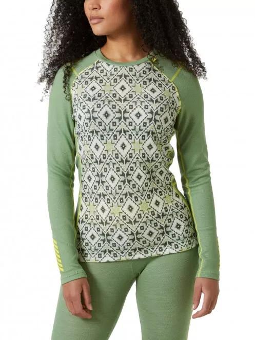 Helly Hansen W Lifa Merino Midw Gra Crew női aláöltöző felső zöld színben 2