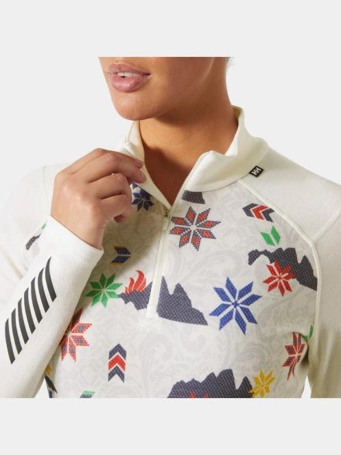 Helly Hansen W Lifa Merino Midw Gra 1/2 Zip női aláöltöző felső fehér színben 4