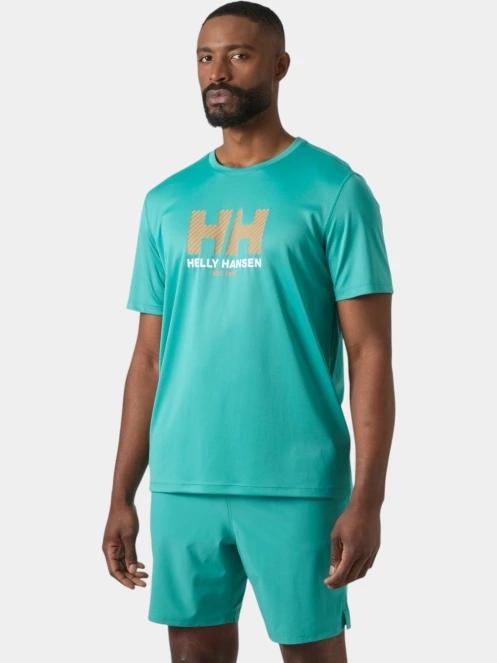 Helly Hansen Hh Tech Graphic T-Shirt férfi rövid ujjú sport póló zöld színben 2