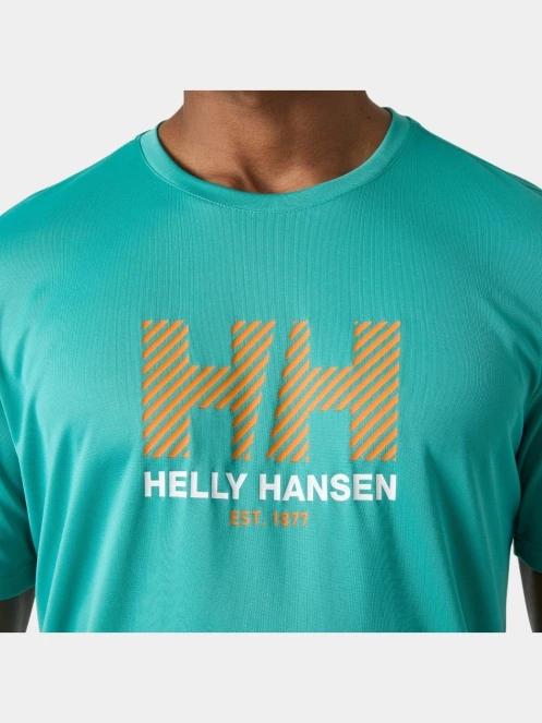 Helly Hansen Hh Tech Graphic T-Shirt férfi rövid ujjú sport póló zöld színben 4