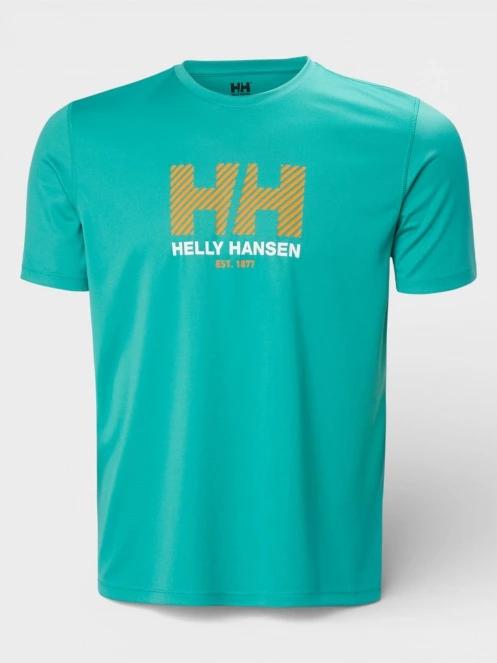 Helly Hansen Hh Tech Graphic T-Shirt férfi rövid ujjú sport póló zöld színben 5