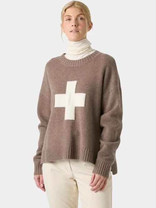 Helly Hansen W Bliss Ski Knit Sweater női kötött pulóver barna színben 2